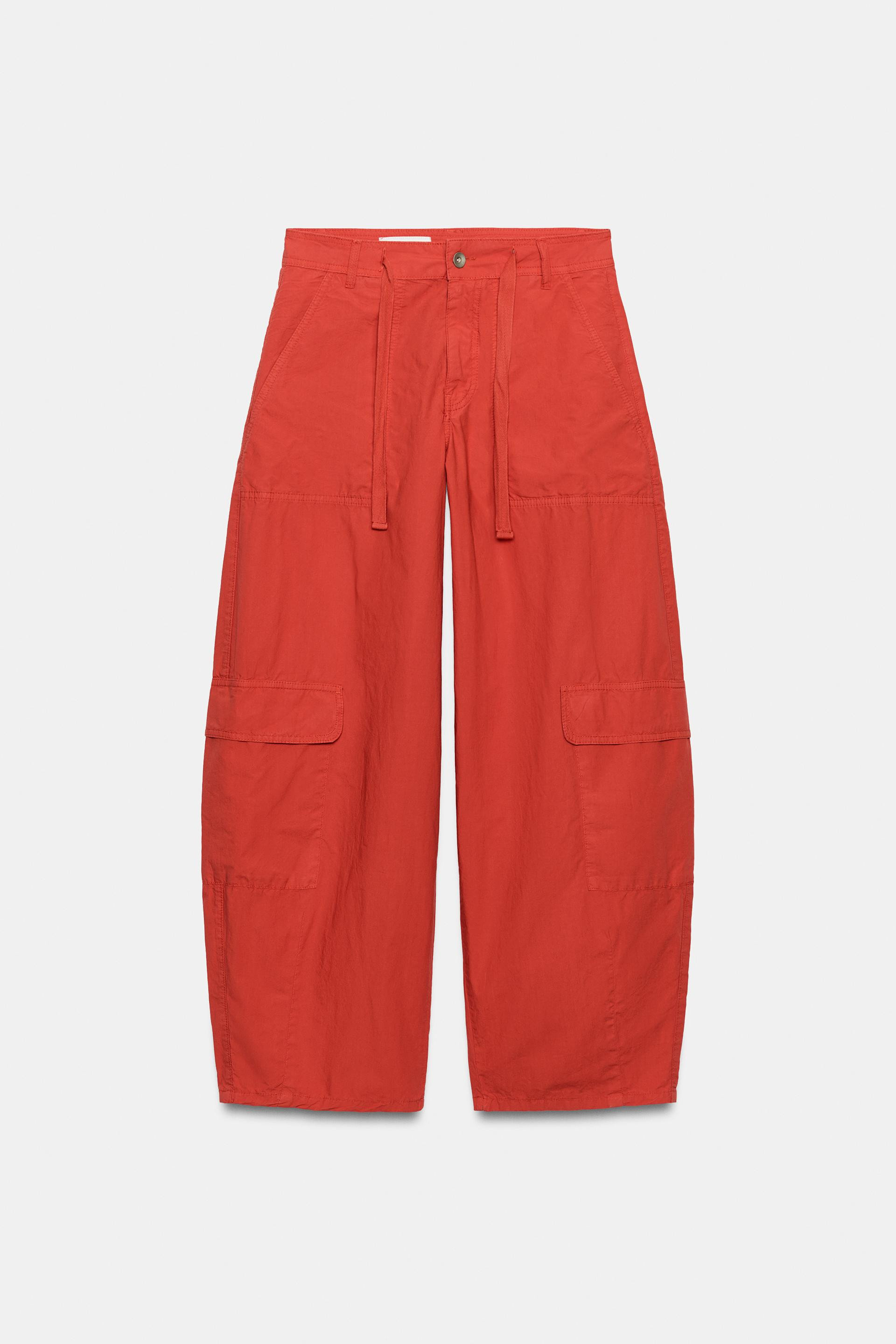 Zara - Oversized Cargo Pants - Red - 30 (Us 10) - Woman | Zara US