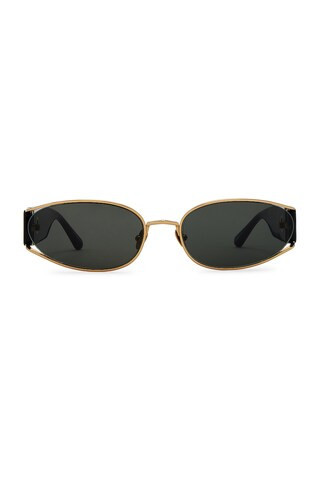 Linda Farrow Shelby Cat Eye Sunglasses in Black - Metallic Gold. Size all. | FWRD 