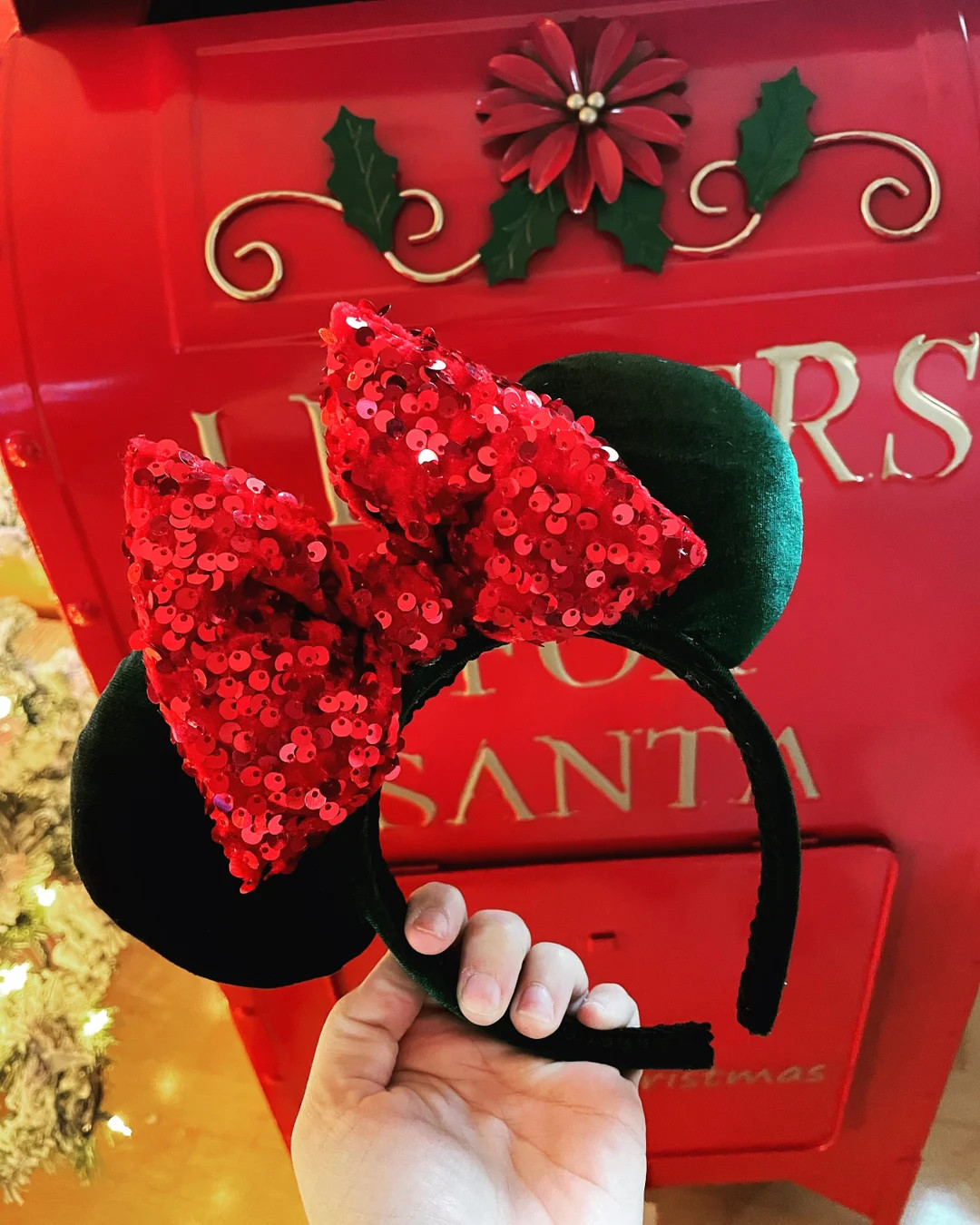 Green Velvet Ears with Red Confetti Bow | Etsy (US)