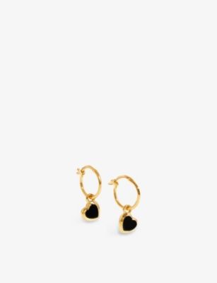Heart-charm 18ct yellow gold-plated vermeil sterling-silver hoop earrings | Selfridges