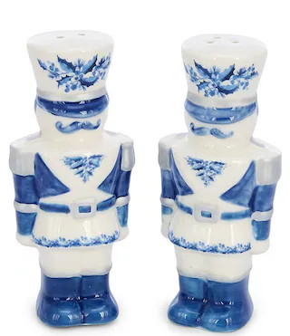 Blue Christmas Collection Chinoiserie Nutcracker Salt & Pepper Set | Dillard's
