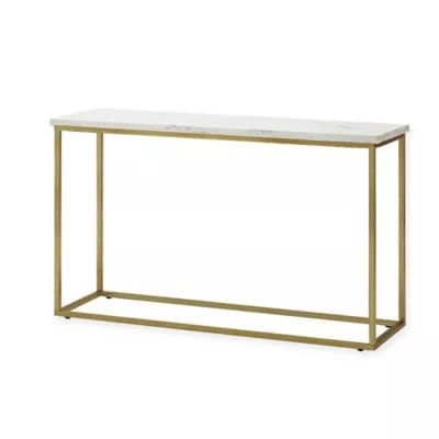 Isabelle Marble Sofa Table with Brushed Brass Legs in White | Bed Bath & Beyond