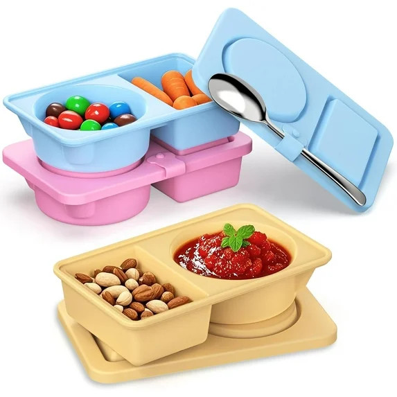 Silicone Reusable Snack Containers with Lids in 3 Pack Snack Box Set | Walmart (US)