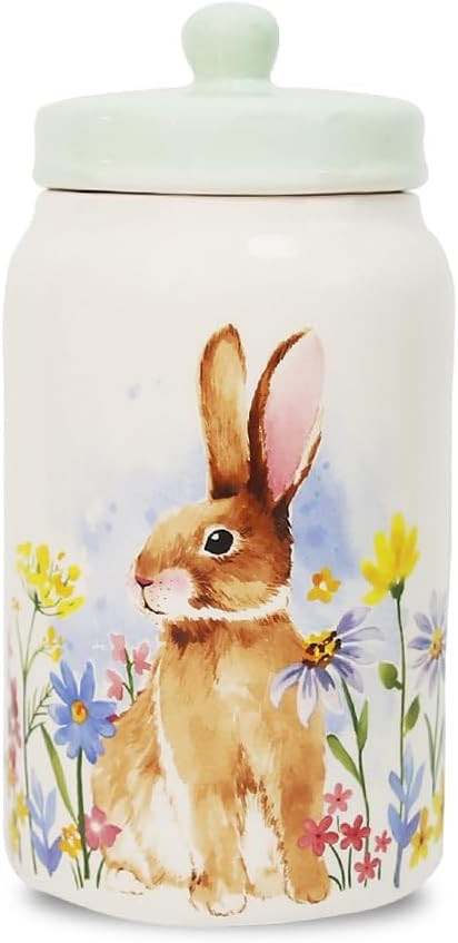 Easter Cookie Jar with Lid Decorative Bunny Jar Ceramic Canister Food Storage Container For Kitch... | Amazon (US)