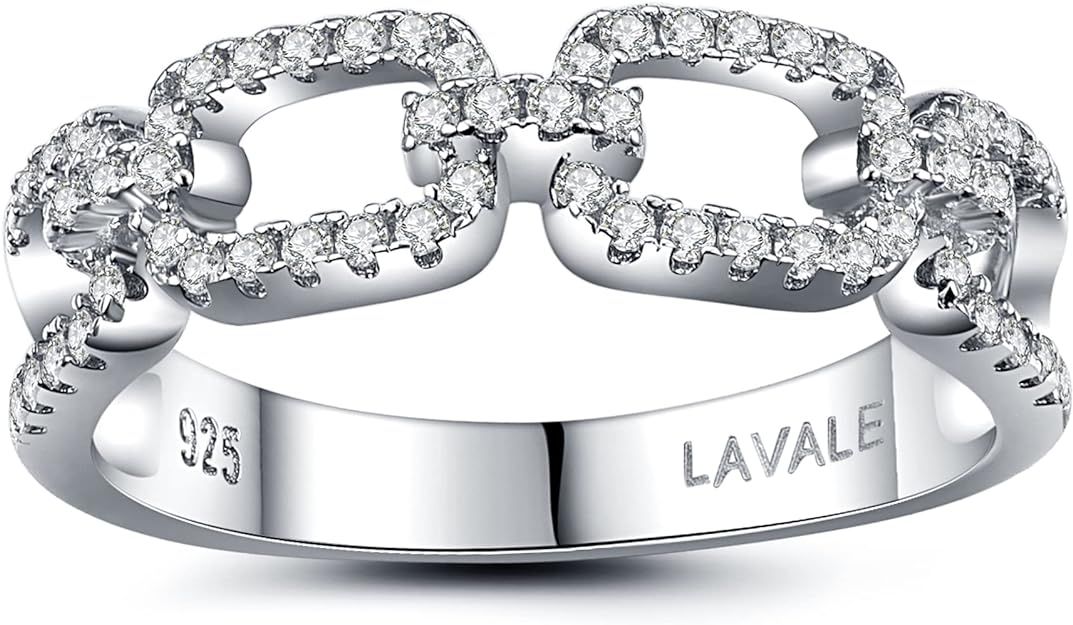 LAVALE Moissanite Wedding Band for Women,Twist Link D Color VVS1 Lab Created Diamond Rings,Half E... | Amazon (US)