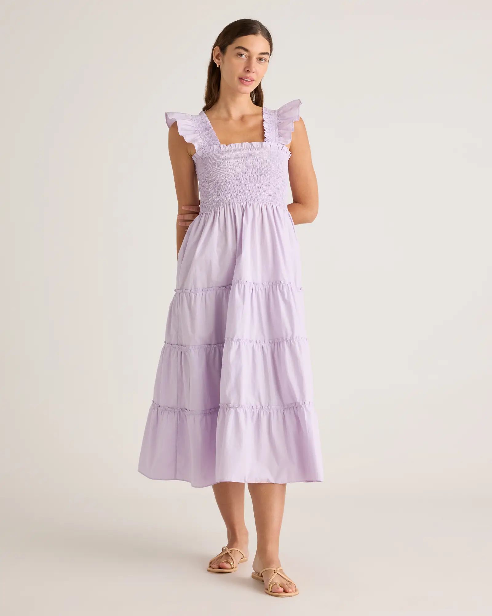 100% Organic Cotton Smocked Midi Dress | Quince