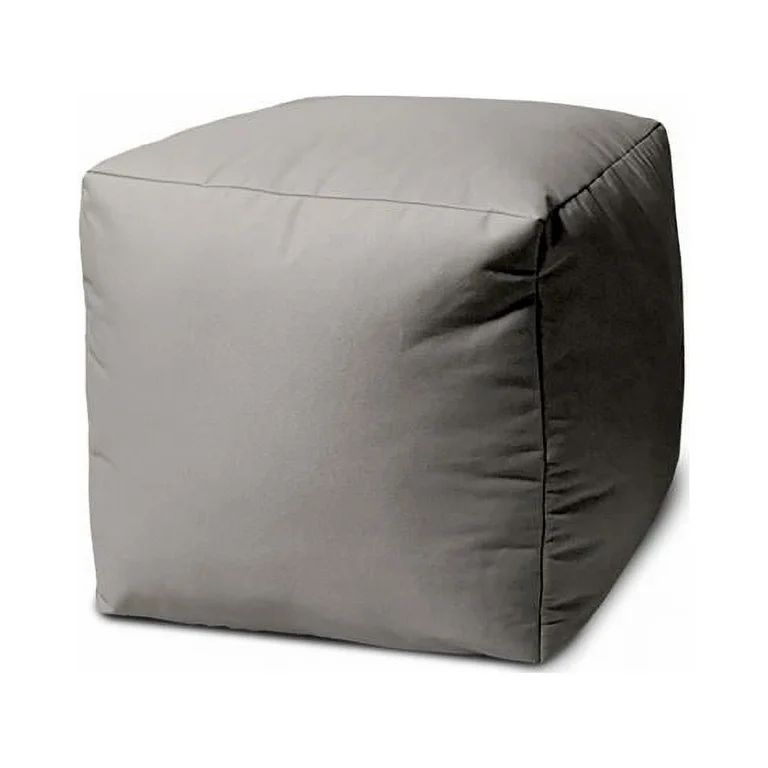 HomeRoots 474165 17 Cool Steely Silver & Gray Solid Color Indoor & Outdoor Pouf Ottoman | Walmart (US)