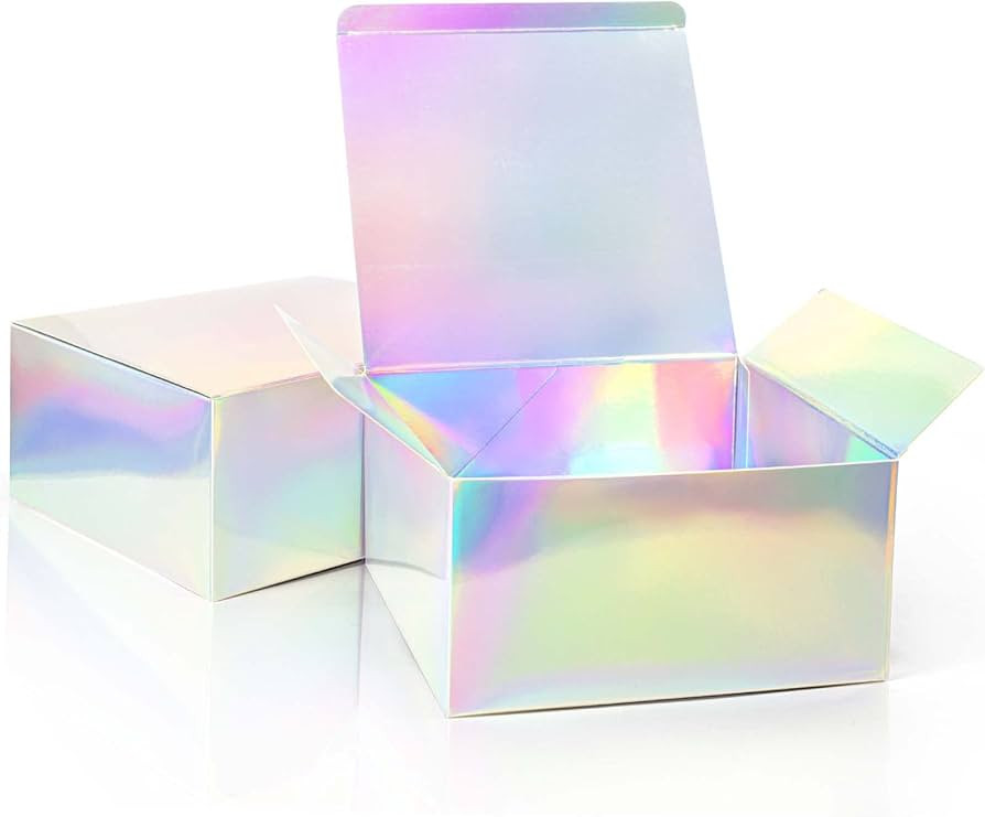 Double Side Iridescent Gift Boxes with Lids, 6 PCS 8x8x4in Bridesmaid Proposal Boxes Gift Boxes f... | Amazon (US)