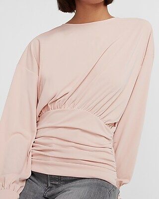 Banded Bottom Crew Neck Top | Express