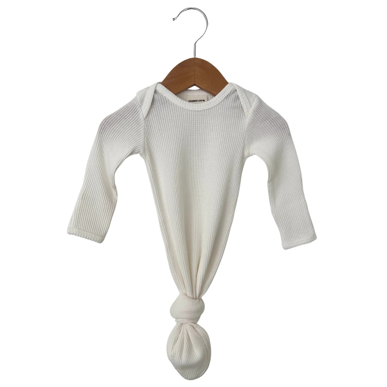 Organic Waffle Knotted Gown, Winter White | SpearmintLOVE