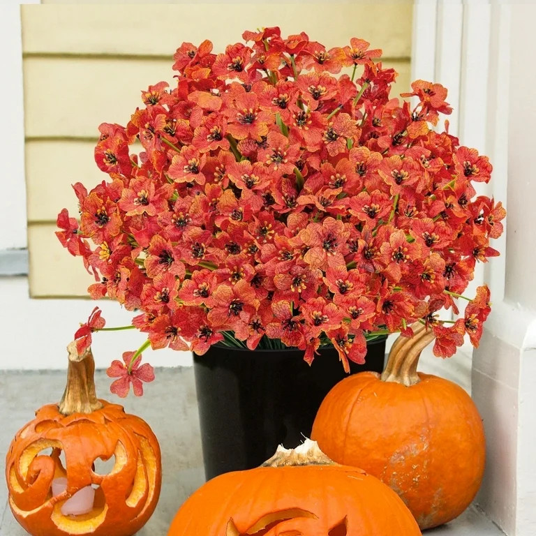 Scidweet Artificial Fall Flowers, 24 Bundles Autumn Fake Plants Decorations for Outdoors Home Gar... | Walmart (US)