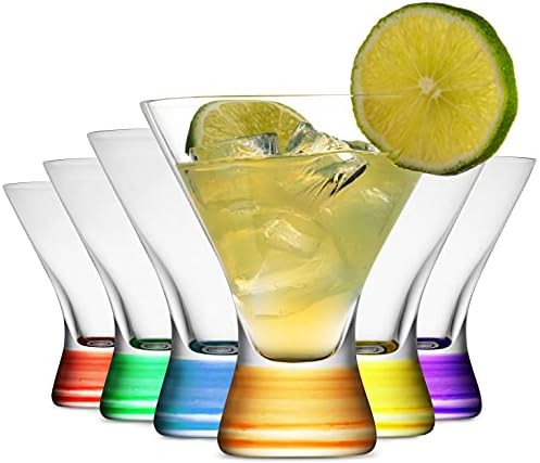 Premium Cocktail Glasses 8-Ounces Martini Glasses with Attractive Colorful Base [6 PACK] Elegant ... | Amazon (US)