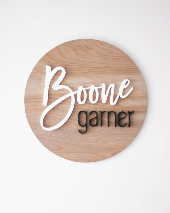 18" Round Wood Name Sign for Nursery, Baby Boy Room Decor, Unique Baby Shower Gifts, Pregnancy An... | Etsy (US)