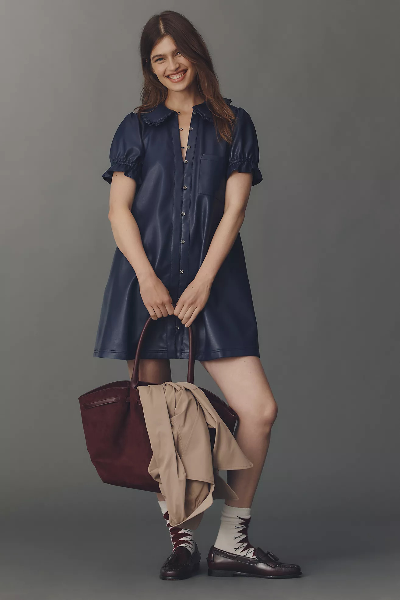 The Keira Faux Leather Mini Dress by Pilcro | Anthropologie (US)