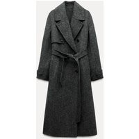 Zara - Wool Blend Double-Breasted Coat In Dark Grey - S - Woman | Zara UK