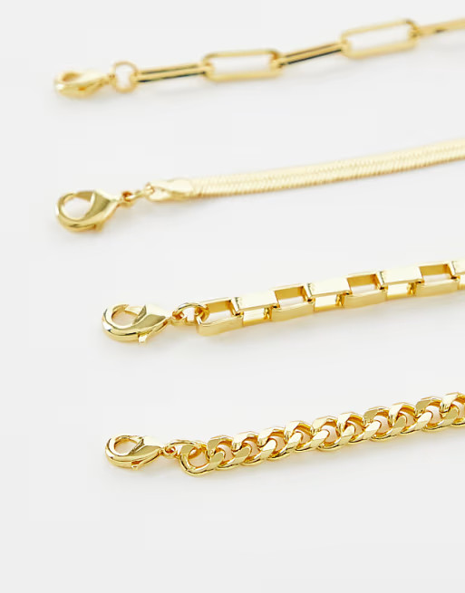 Image Gang 18k gold plated 4-pack multirow layering necklaces | ASOS (Global)