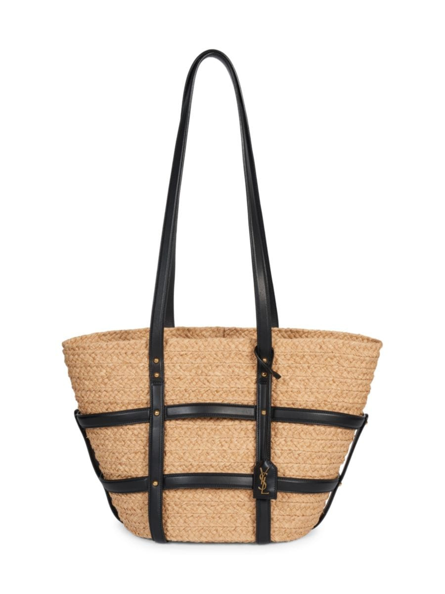 Saint Laurent Medium Panier Harness Raffia Tote | Saks Fifth Avenue