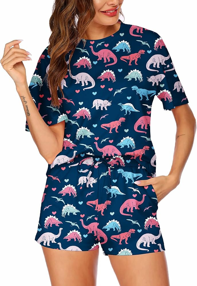 HOTOUCH Womens Printed Pajamas Set Soft Lounge Sets Short Sleeve Tops and Shorts 2 Piece Sleepwea... | Amazon (US)