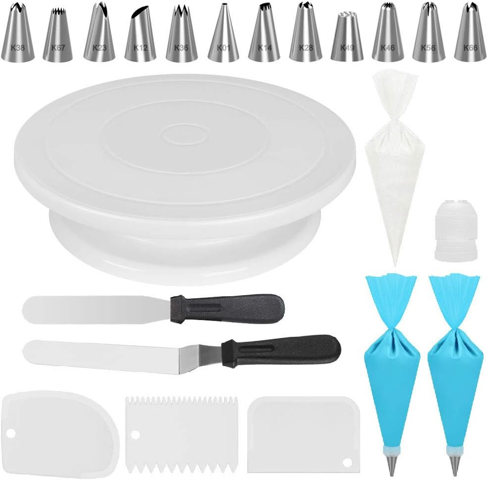 Kootek Cake Decorating Kits Supplies with Cake Turntable, 12 Numbered Cake Decorating Tips, 2 Ici... | Amazon (US)