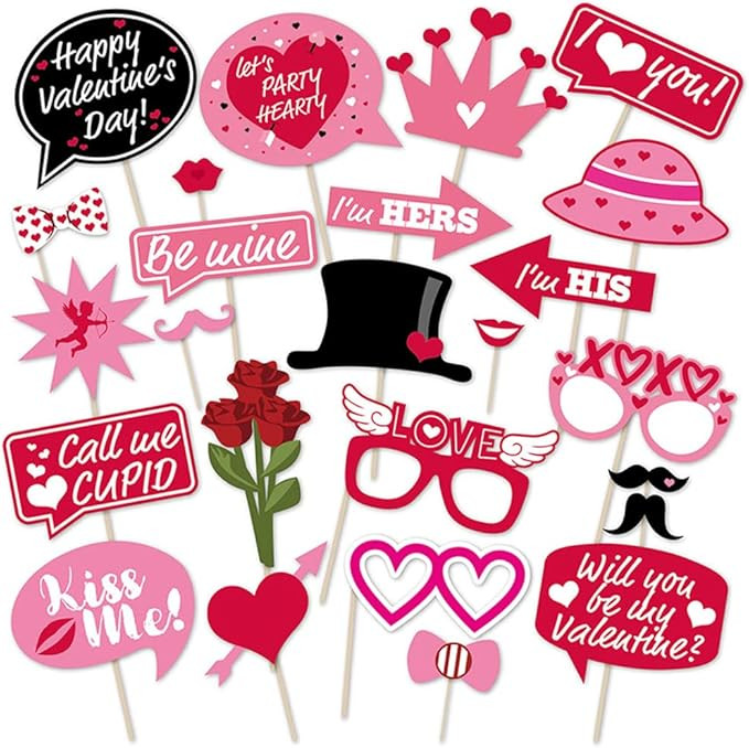 Valentine's Day Photo Booth Props Happy Lovers Selfie Photobooth Props, Valentine Creative Funny ... | Amazon (US)
