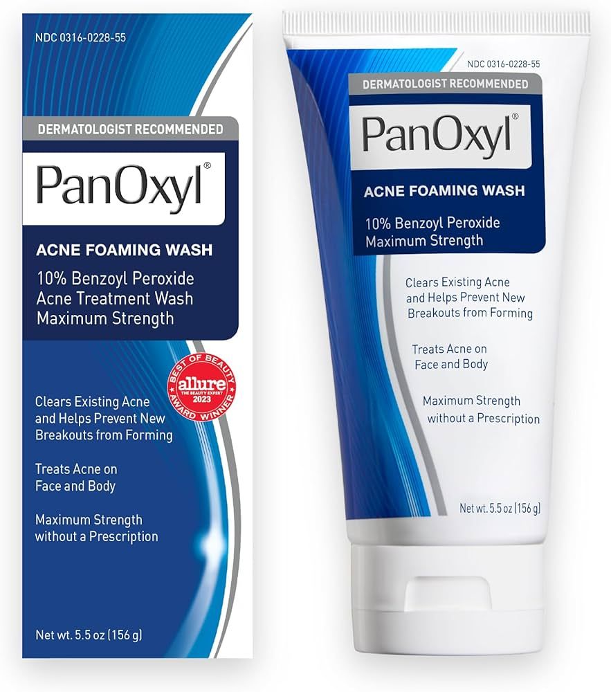 PanOxyl Acne Foaming Wash Benzoyl Peroxide 10% Maximum Strength Antimicrobial, 5.5 Oz | Amazon (US)