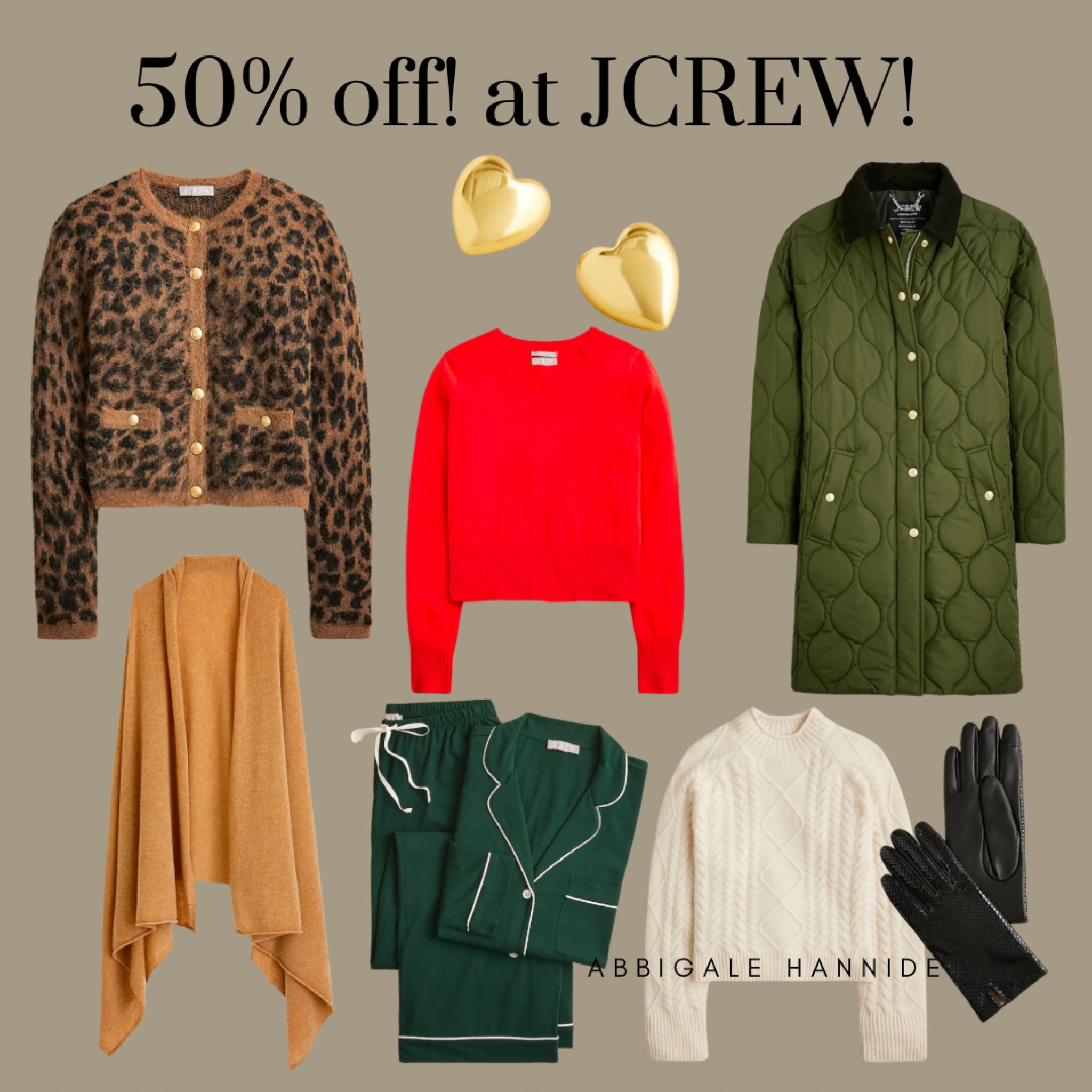 50% OFF AT JCREW! WOW!!! What a deal. And some beautiful pieces included. Satin skirt. Cashmere wrap. #jcrew leopard cardigan. Quilted coat. Barn jacket. Snake print gloves. PJ’s

#LTKCyberWeek #LTKSaleAlert #LTKStyleTip