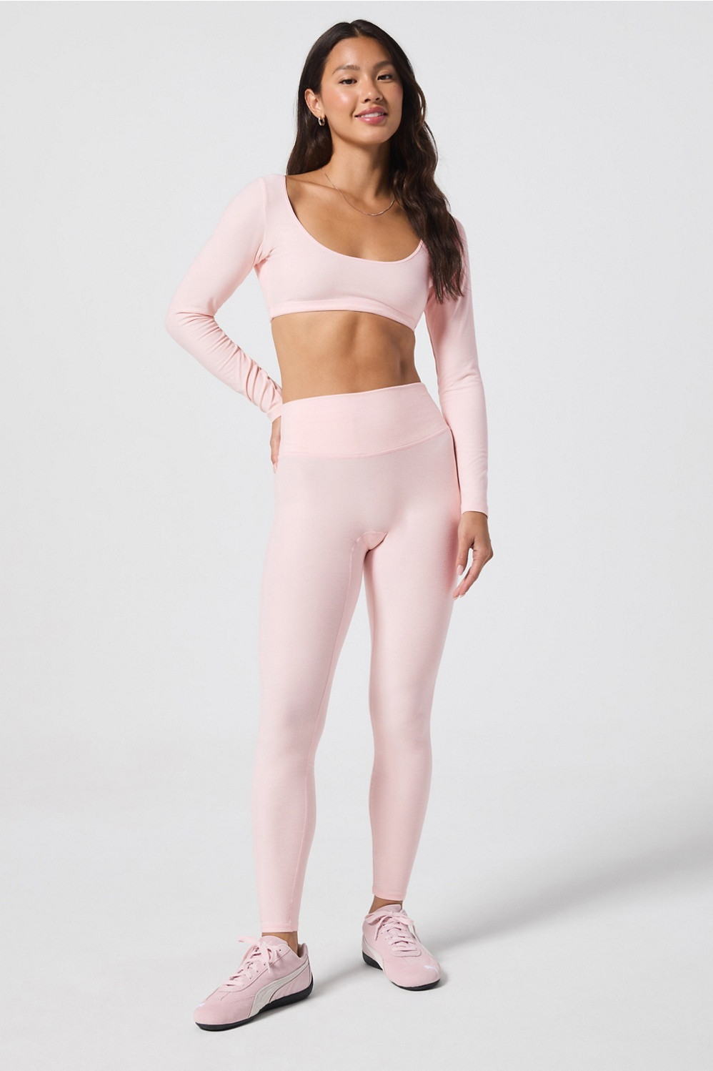 Luxe360 HeatherFlex Long-Sleeve Crop Top | Fabletics
