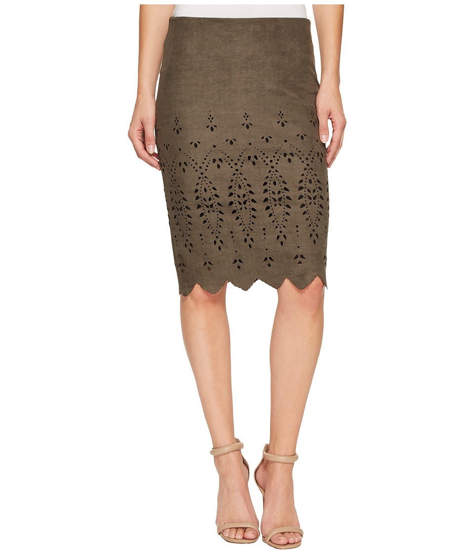 Karen Kane - Laser Cut Faux Suede Skirt (Slate) Women's Skirt | Zappos