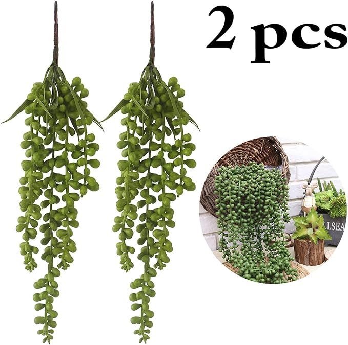 Outgeek Artificial Succulent Plants, 2PCS String of Pearls Artificial Hanging String of Pearls Pl... | Amazon (US)