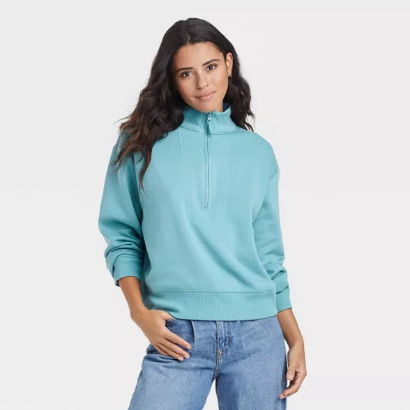 Women's Fleece Quarter Zip Sweatshirt - A New Day™ | Target