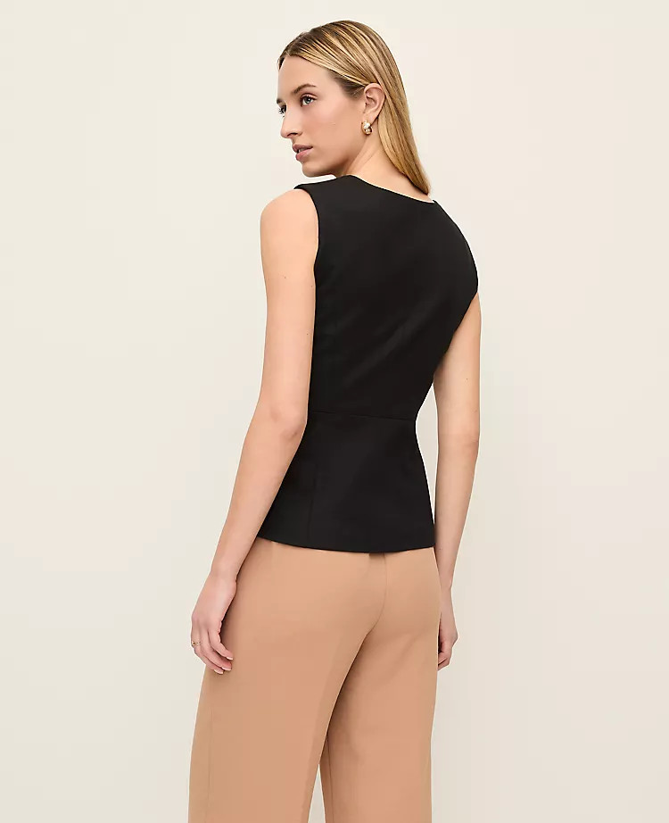 The V-Neck Peplum Vest in Seasonless Stretch | Ann Taylor