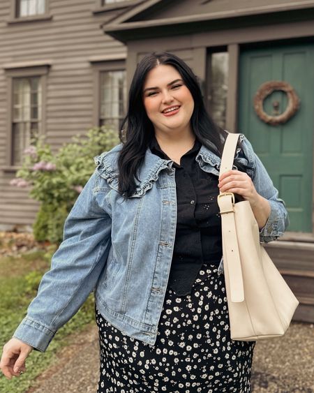 Favorite new denim jacket. Favorite new leather bag. Great skirt! Follow me for more plus size finds  

#LTKPlusSize