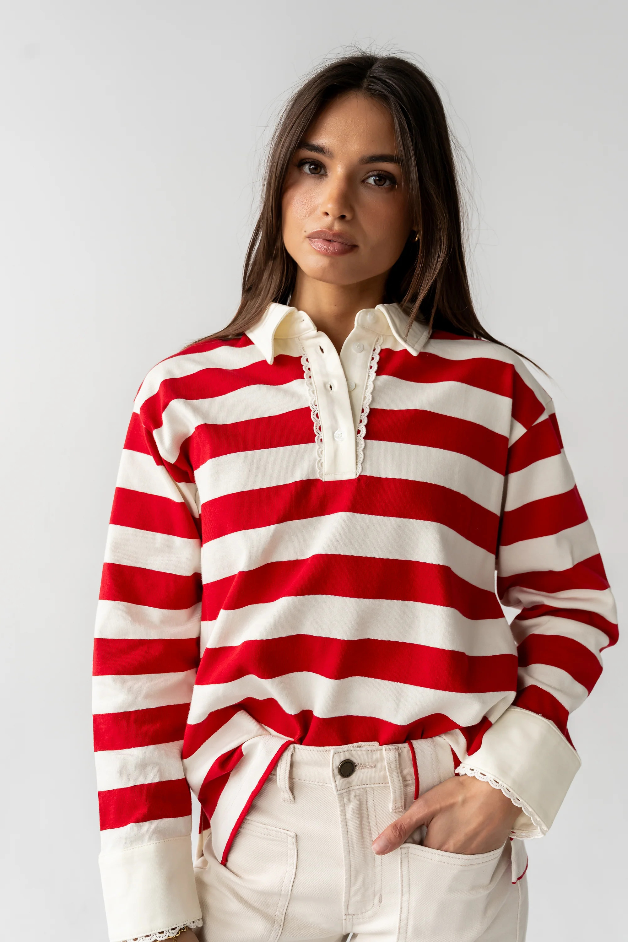Hamlin Striped Top in Red | Böhme US