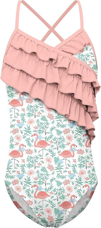 Idgreatim Girls UPF 50+ One Piece Swimsuit Hawaiian Ruffle Swimwear Bathing Suit for Beach Surfin... | Amazon (US)