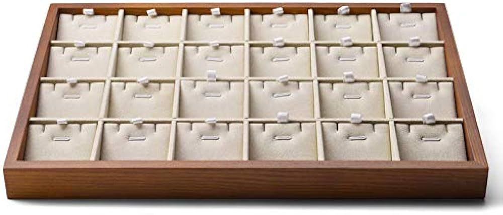 Oirlv Wood 24 Grids Jewelry Tray with Removable Inserts Jewelry Pads Necklace/Pendant Display Org... | Amazon (US)