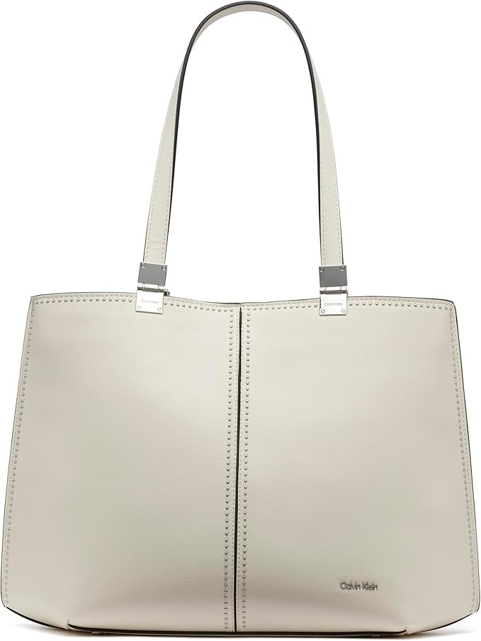 Calvin Klein Women's Granite Geometric Tote Bag – Vegan Leather, Monogram, 3 Pockets | Amazon (US)