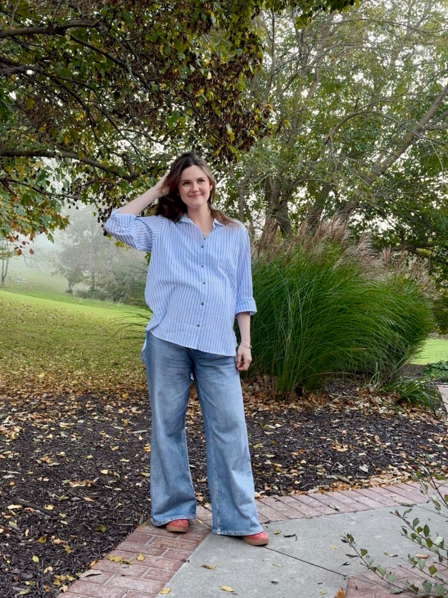 Sweatpant jeans from Gap. I rolled them down twice to fit my 36 week bump! Wearing size small 

#LTKSaleAlert #LTKBump