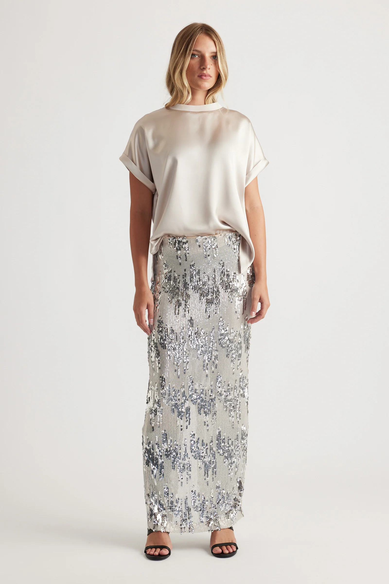 AnnMaree Satin Tee - Coconut | DECJUBA