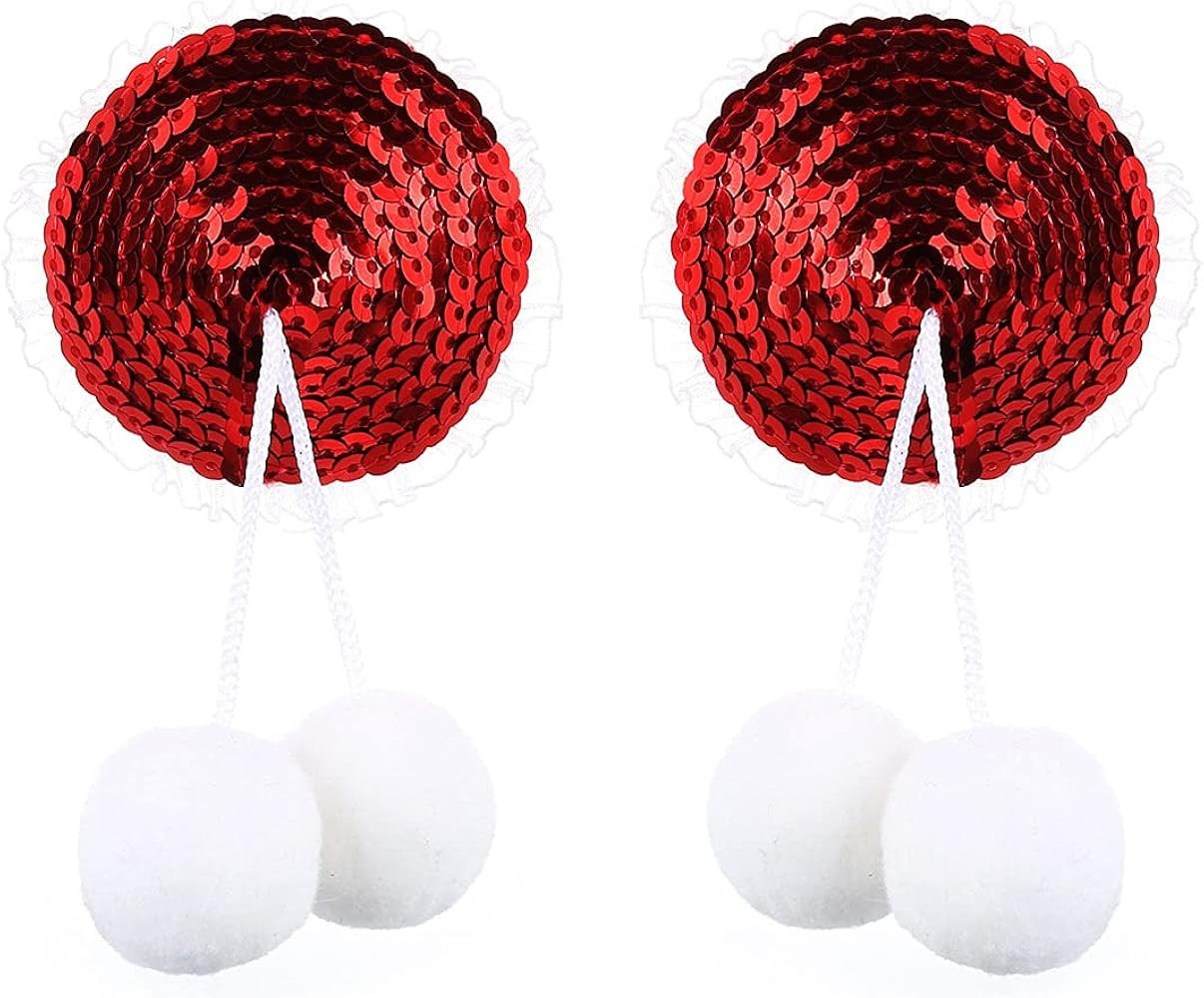 1 Pair Sequin Heart Tassel Breast Pads Christmas Nipple Cover for Women Ladies Valentine's Day Co... | Amazon (US)