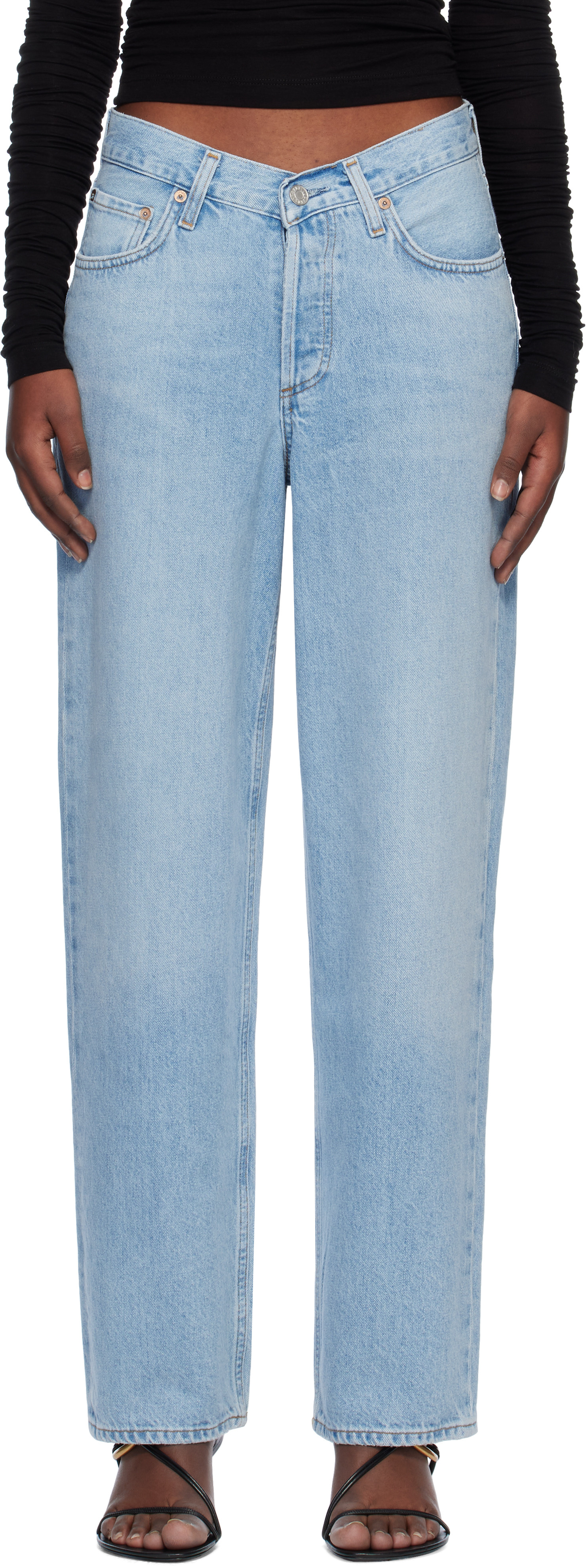 AGOLDE Blue V-Waist Baggy Jeans | SSENSE