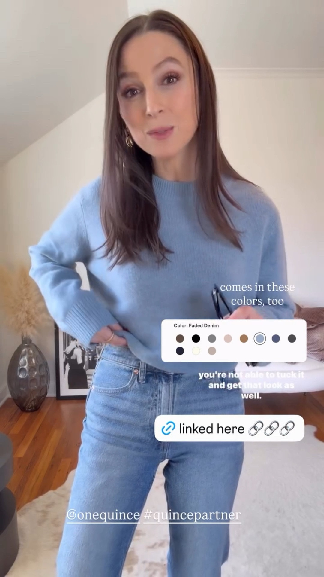 The perfect oversized sweater that’s not too bulky. I did my true size small. 

@onequince #quincepartner