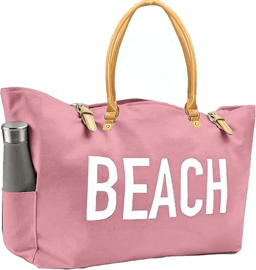 KEHO Fashion Beach Bag, Large, Waterproof Lining, Shoulder Straps, Multiple Pockets For Storage | Amazon (US)