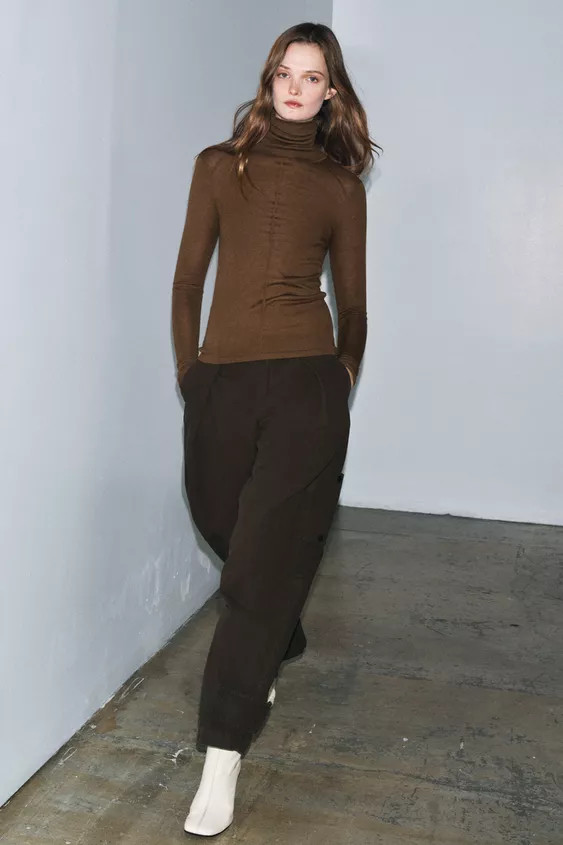 WOOL BLEND KNIT HIGH NECK JUMPER | Zara US