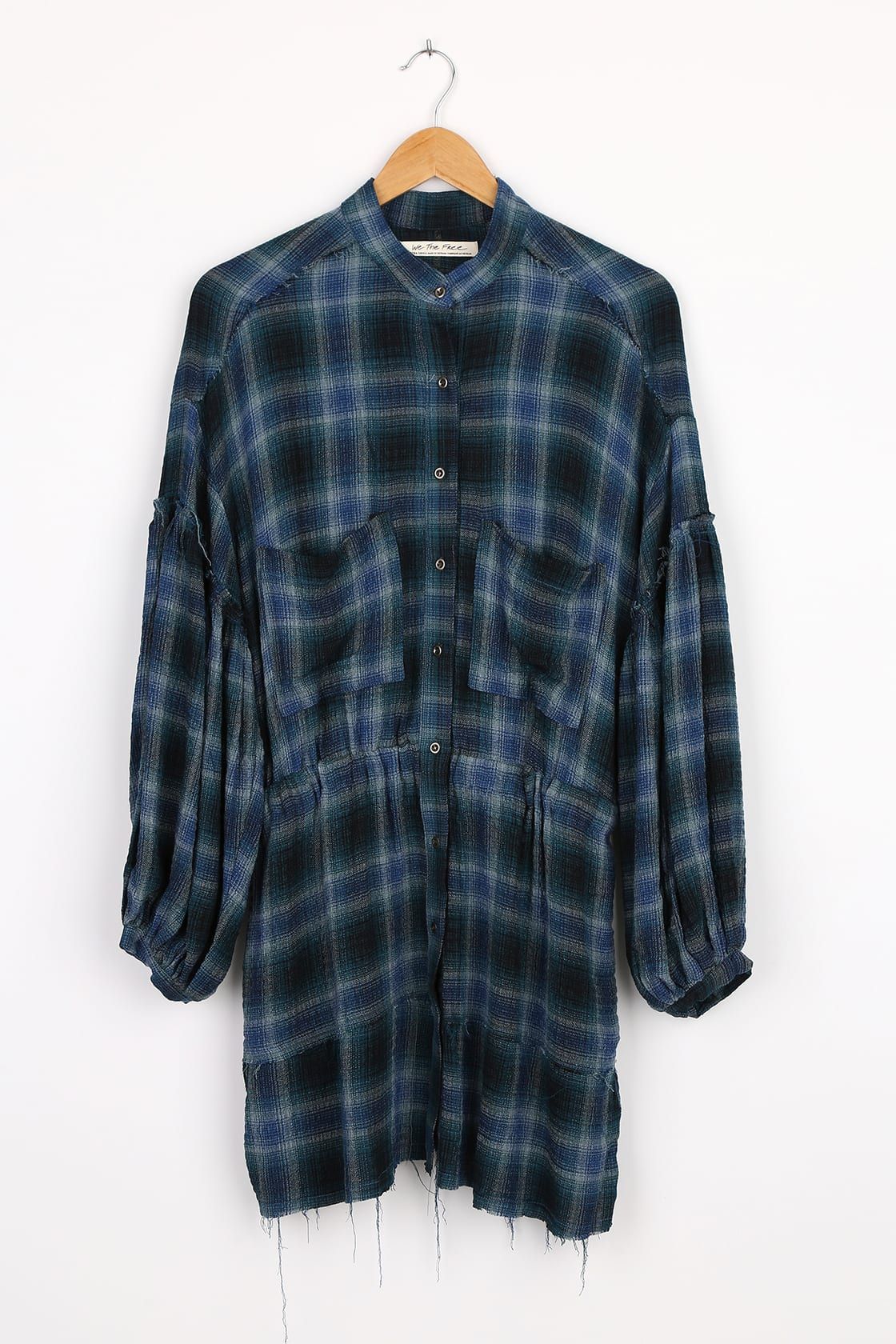 By the Way Navy Blue Plaid Long Sleeve Button-Up Mini Dress | Lulus (US)