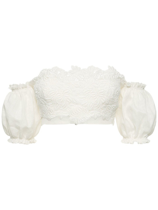 Linen off-the-shoulder crop top | Luisaviaroma