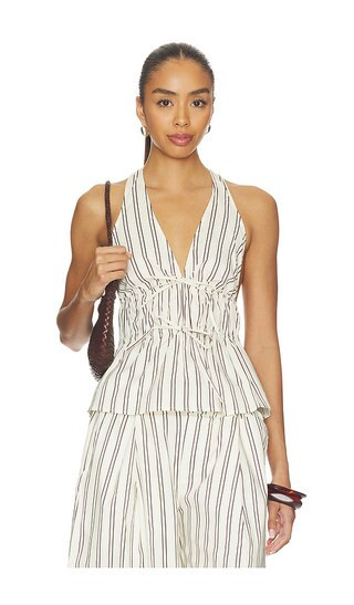 WeWoreWhat Halter Peplum Top in Cream. - size M | Revolve Clothing (Global)