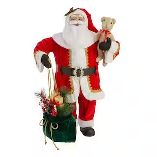 Home Accents Holiday 3 ft Christmas Santa with Present Bag and Bear Standing Decor-D78-KXRKA001 -... | The Home Depot