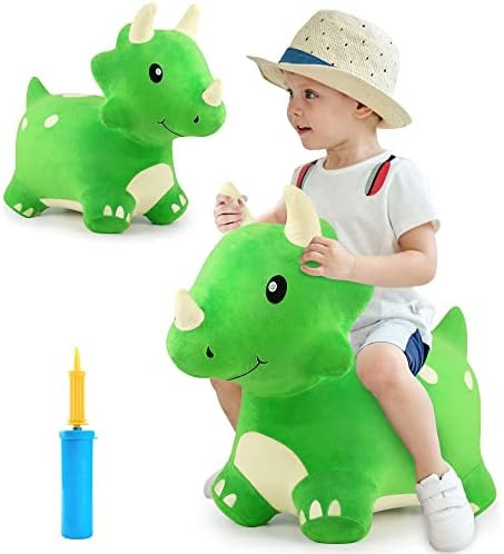 iPlay, iLearn Bouncy Pals Dinosaur Hopper Toy 2 Year Old Boy, Toddler Plush Bounce Animals, Ride ... | Amazon (US)