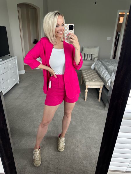 Walmart linen blazer set - wearing a medium in the blazer, small in the shorts. Love love this whole set so much!!!! It looks so expensive and is under $40 for the whole set! 

#LTKsalealert #LTKfindsunder50 #LTKstyletip