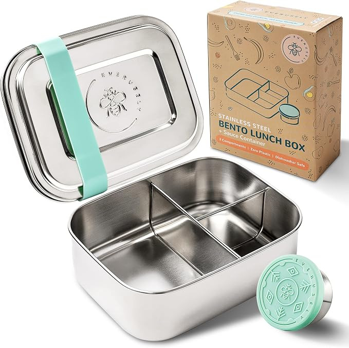 Everusely Small Toddler Bento Box, Stainless Steel Bento Box Kids, Metal Lunch Box for kids, Stai... | Amazon (US)
